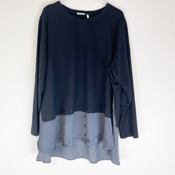 LOGO by Lori Goldstein Tops - Logo Lounge Lori Goldstein Top Womens 3X Contrast Hem Casual Comfy Black Gray
